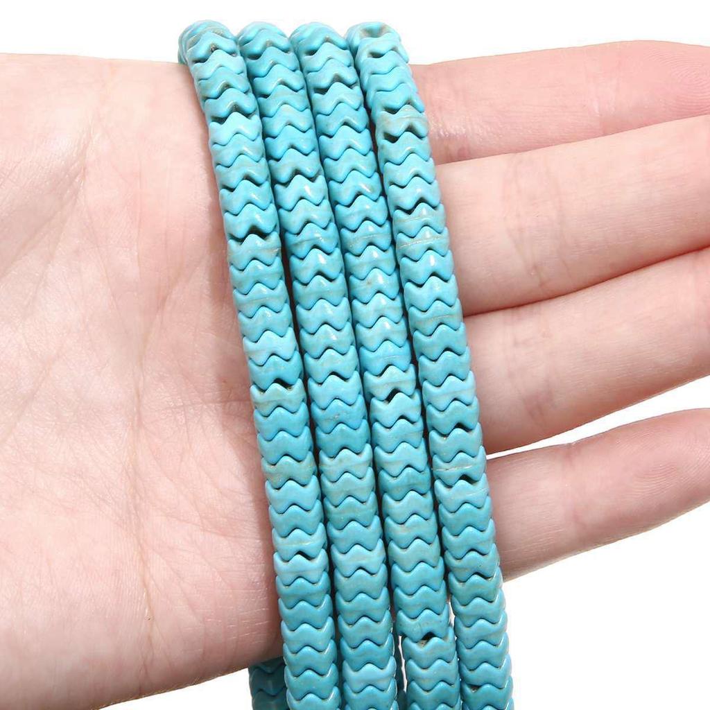 Synthetic Blue Turquoise DIY Jewelry Twisted and Special-Shaped Beads with Abacus and Animal Spacer Styles