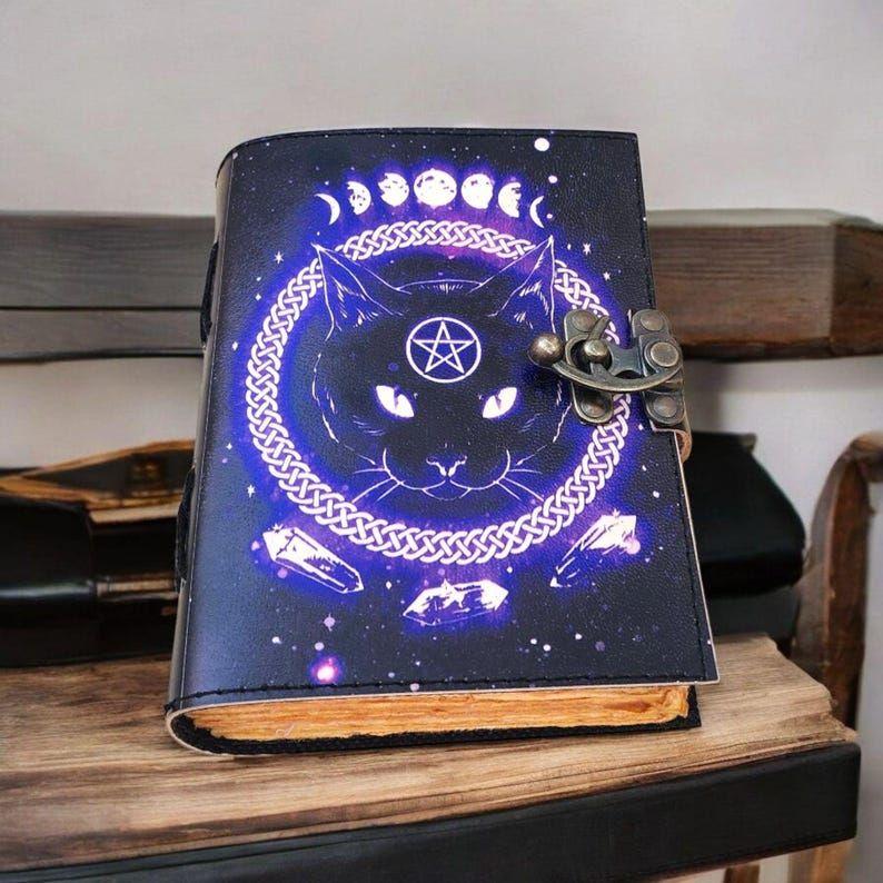 Записная книжка с рисунком кошки, кожаный журнал, винтажный блокнот ручной работы для записей и зарисовок, идеальный подарок для любителей кошек и писателей