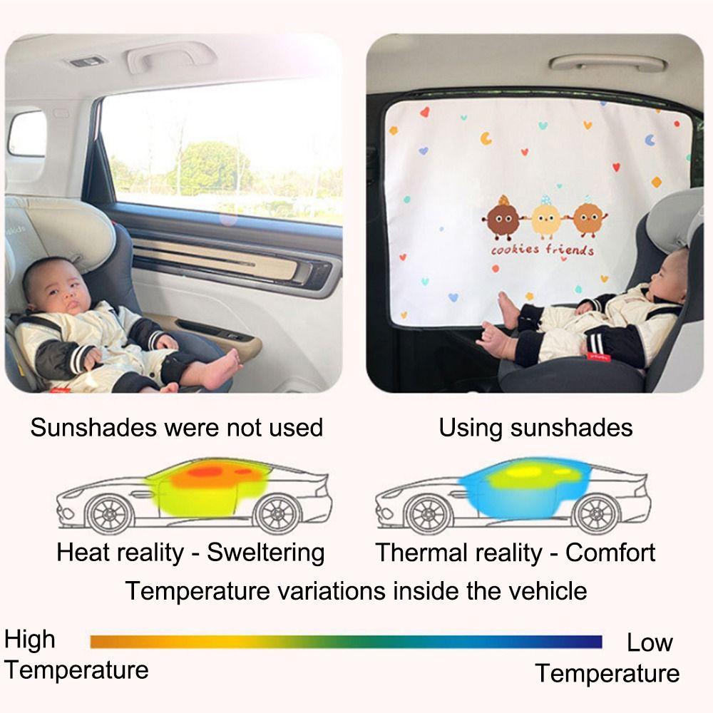 UV Protection Cartoon Car Curtain Embedded Rail Side Window Sunshade Cover  Rear Seat