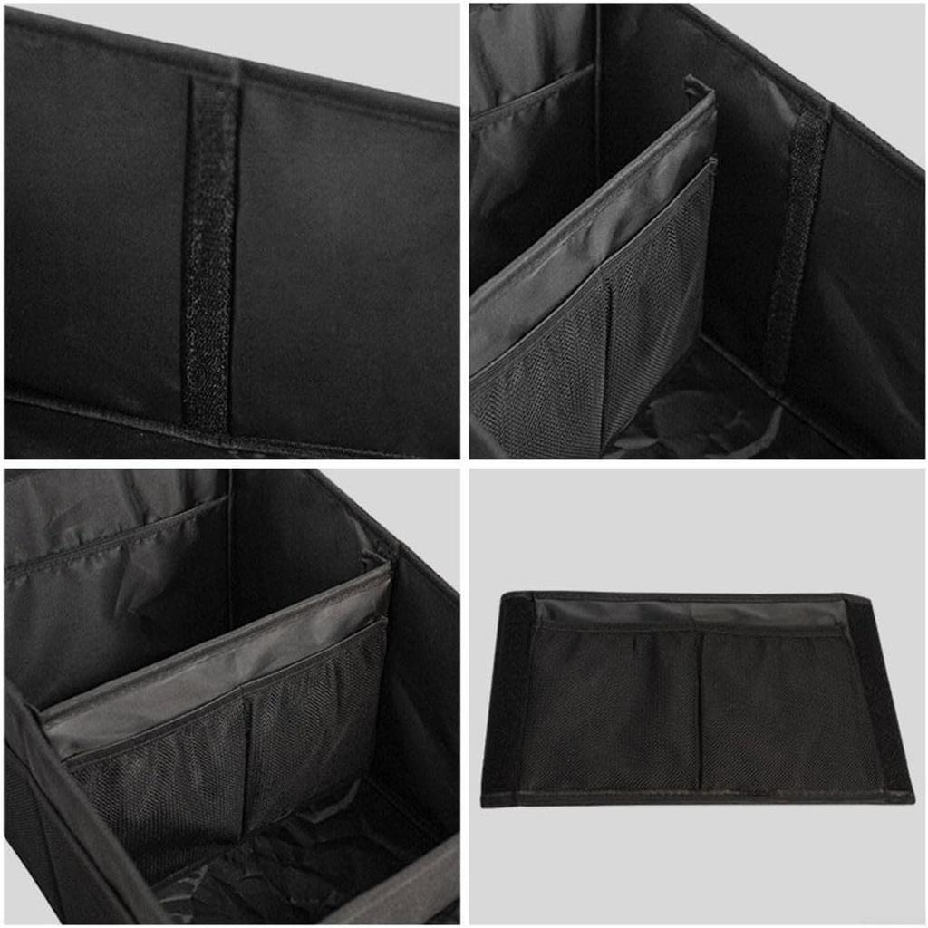 Car Storage Box With Dividers And Cup Holders For Front Or Rear Seats, Foldable Design For Easy Storage And Improved Vehicle Organization