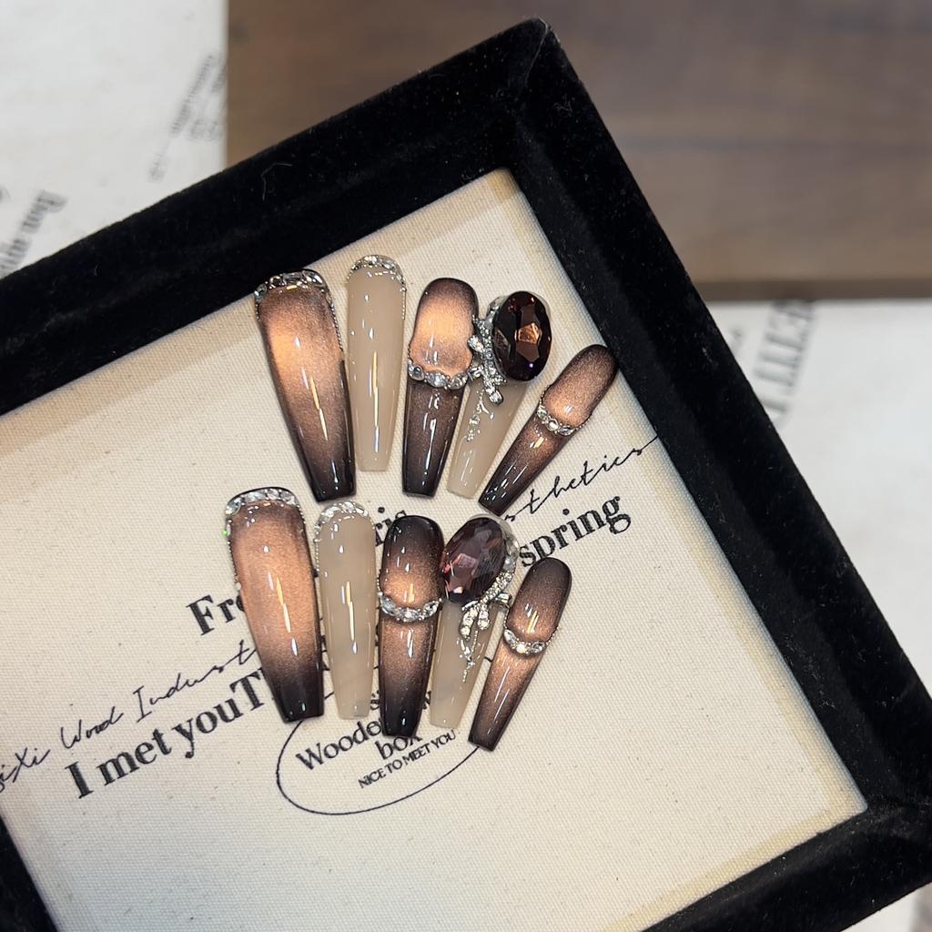 Новая броня ручной работы с атмосферой высокого класса, плотный стикер для нейл-арта «кошачий глаз», съемная накладка для ногтей с крошкой из сверкающего циркония и бриллиантов