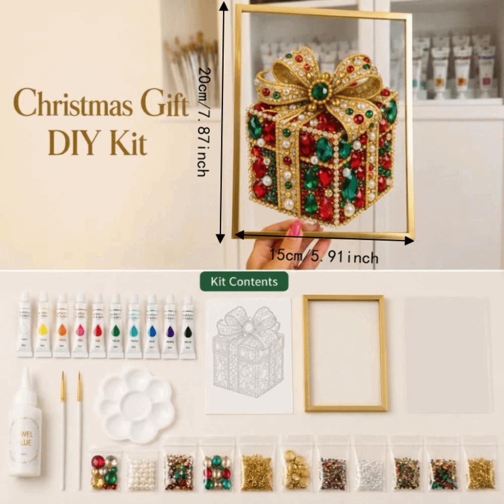 DIY Jeweled Christmas Tree Art Kit with Frame Pearl Painting Art Party Gift