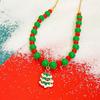 Clavicle Chain Rice Beaded Chain Christmas Tree Cartoon Pendant Choker Christmas Necklace  Festival
