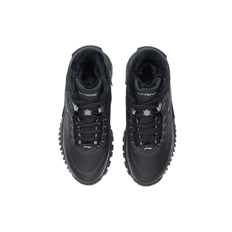 Кроссовки Li Ning Baha Tiger Lite Fleece Trendy Shock Absorbing Non-Slip Wear Resistance warm Reflective Mid Top Women s sneakers Black AGLR132-3