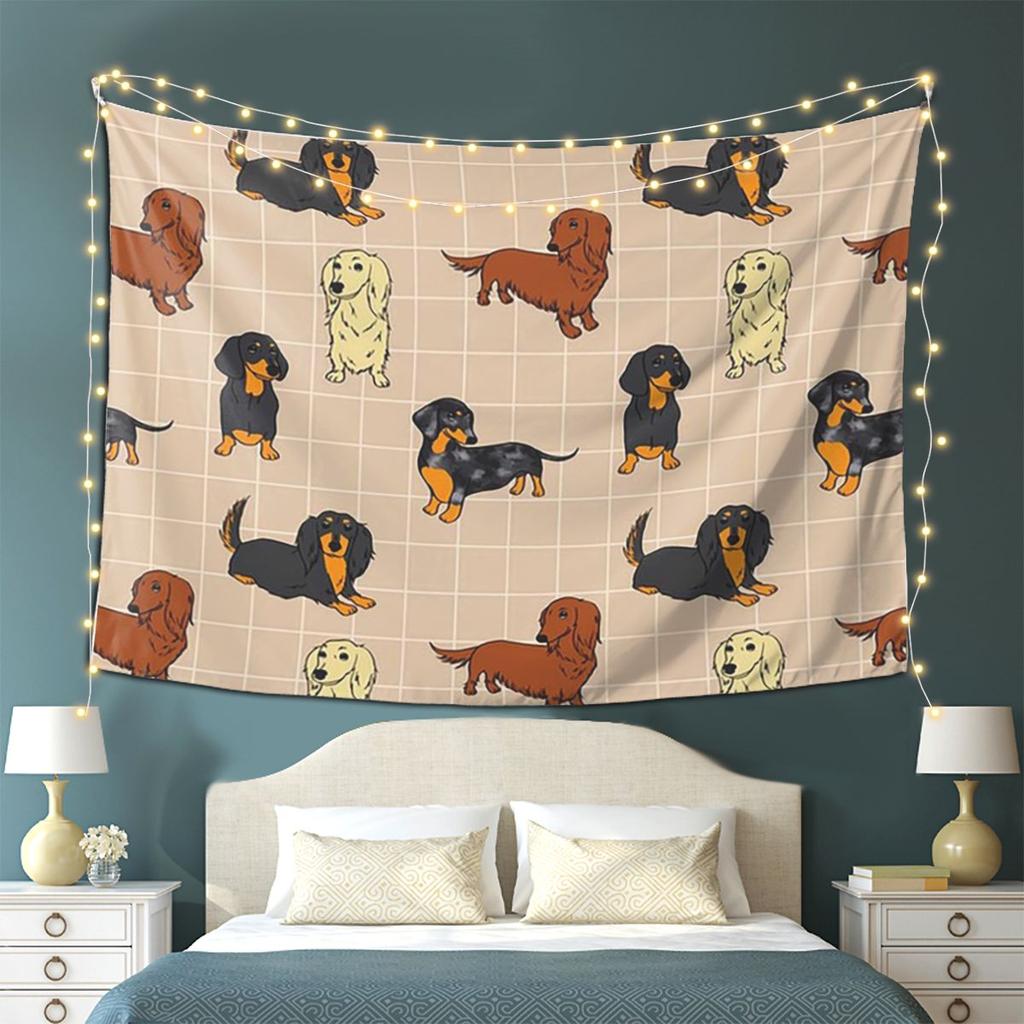 Dachshund Dog Tapestry Wall Hanging Aesthetic Home Decor Tapestries for Living Room Bedroom