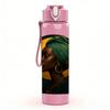 1PC African Lady Portrait Bust 750ml Color Plastic Sports Water Bottle Leakproof Flip Straw Lid For Sports Office Home Use