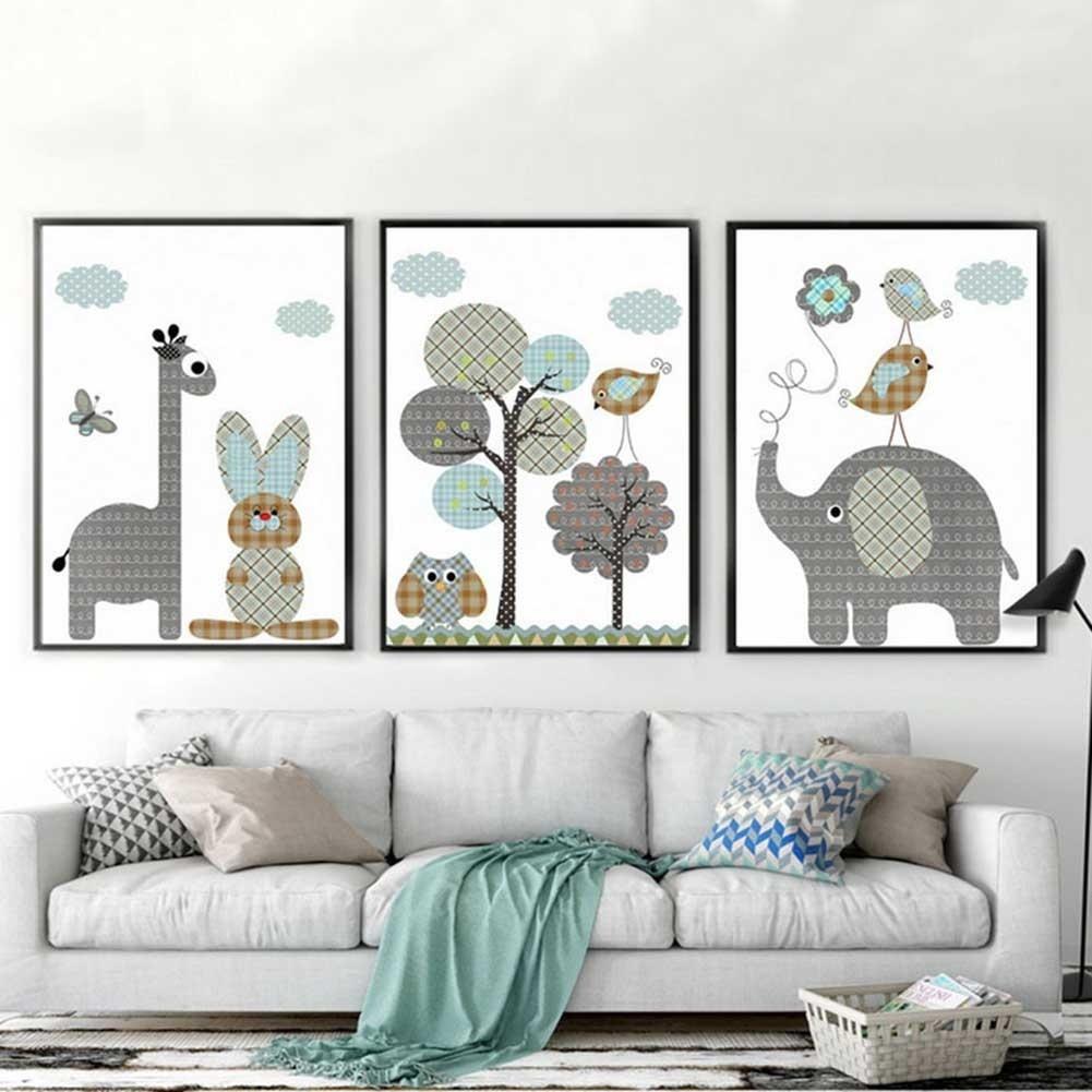 Minimalist Cartoon Animals Oil Painting On Canvas Posters Home Decor Wall Art Painting Wall Pictures for Livingroom Baby Kids Room Decoration