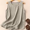 European and American summer new solid color U-neck single-breasted semi-open women's vest T-shirt top