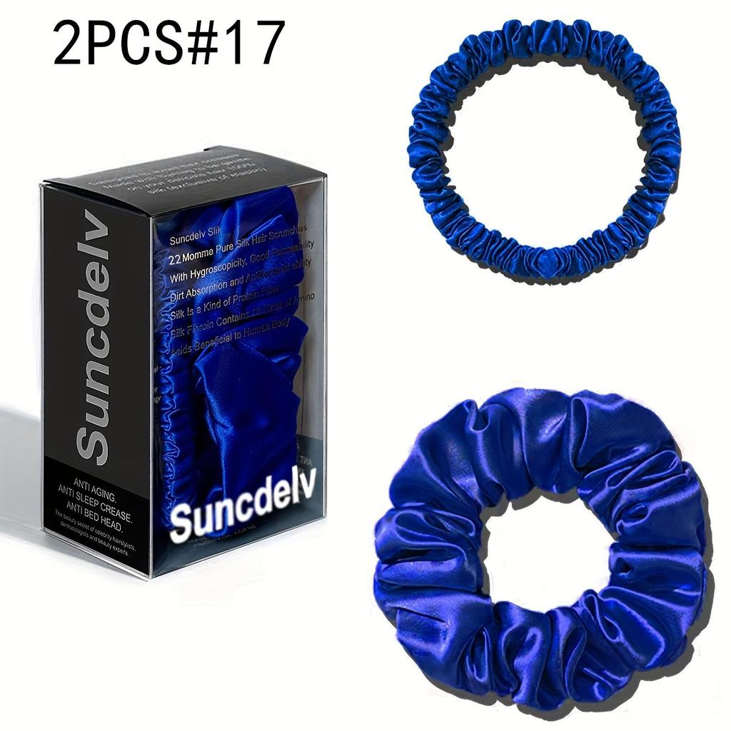 2 шт. 100% натуральный шелк однотонные резинки для волос высокого качества резинки для волос 22Momme женские большие повязки для волос аксессуары для волос маленькие+большие