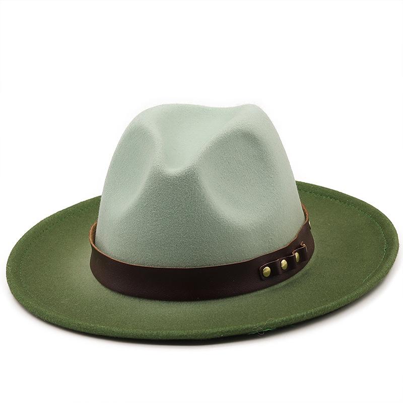 Wide Brim Gradient Color Polyester Fedora Hat For Men Women
