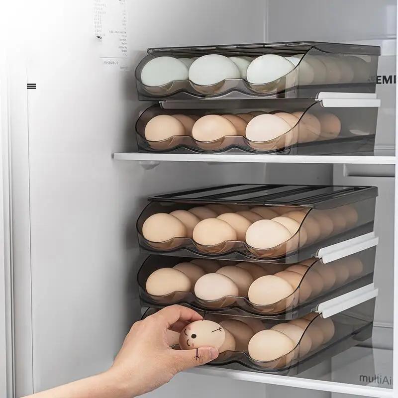 Автоматическая вращающаяся картонная коробка для яиц, двухслойная, кухонная, прозрачная, для холодильника, для хранения свежих продуктов