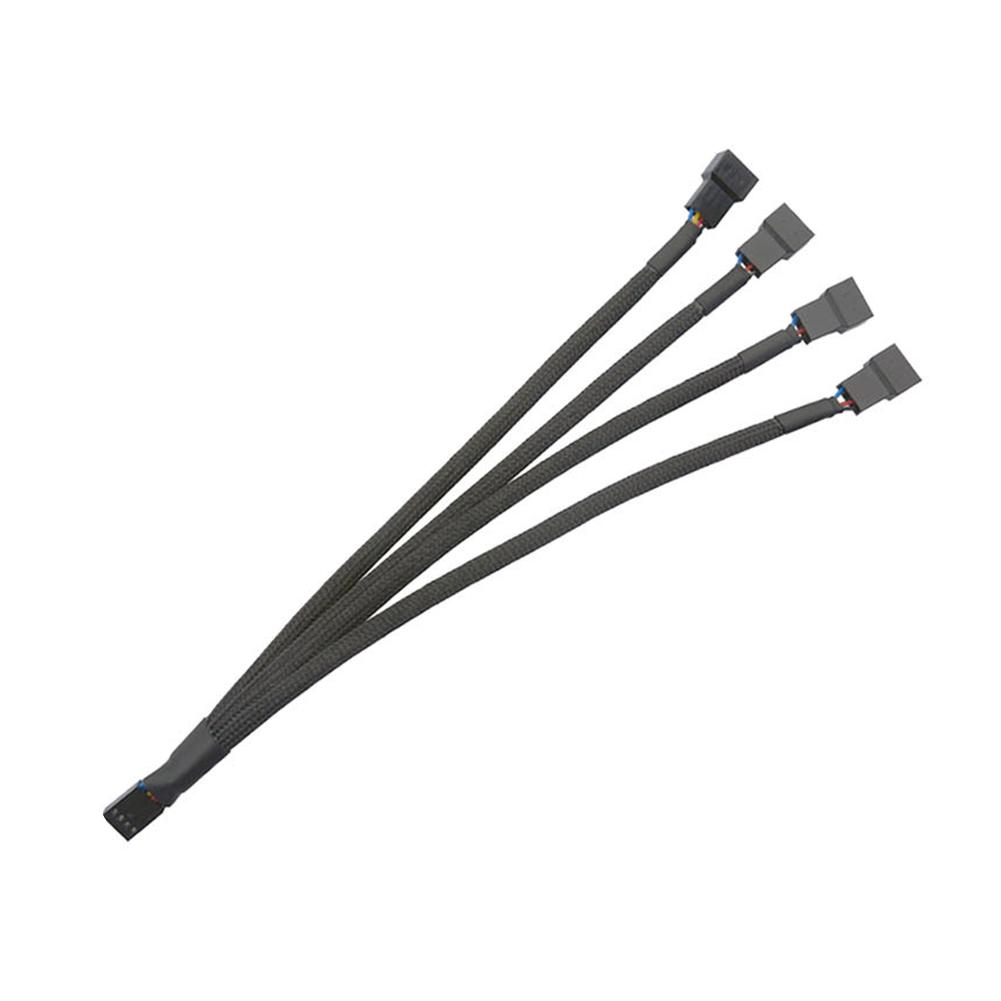 4-контактный PWM-кабель для вентилятора, 1-4/3/2/1-канальный разветвитель, черный удлинитель с рукавом, 27 см, удлинительные кабели PWM #469276