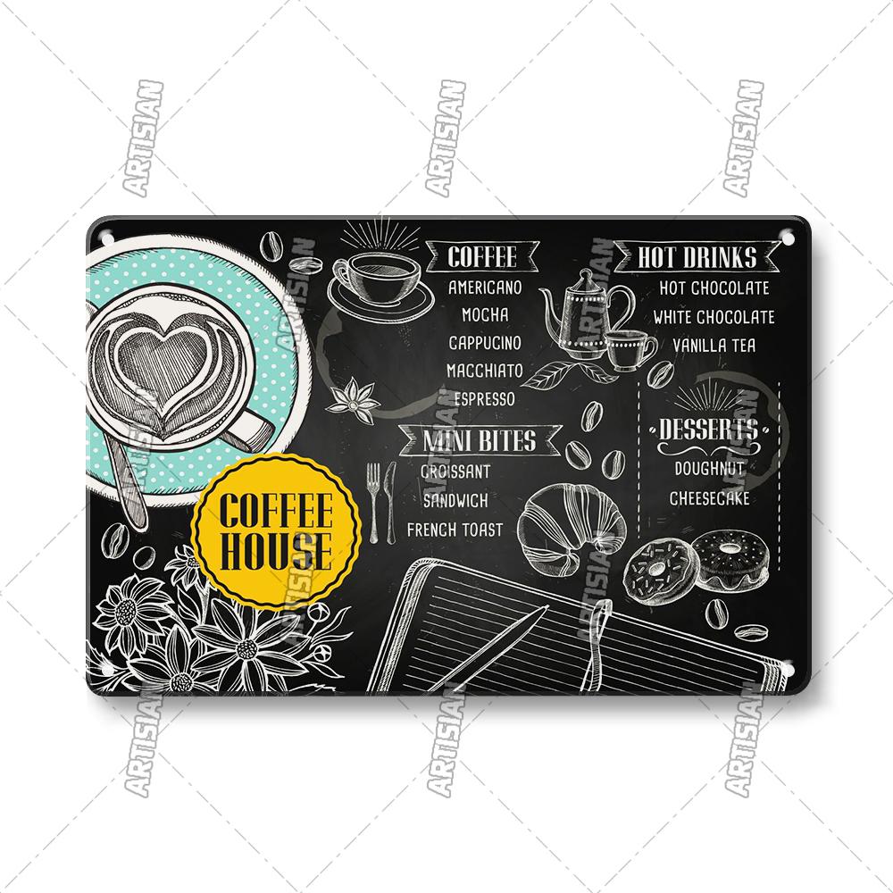 Кофе Металлическая Жестяная Табличка Винтажная Металлическая Табличка с Меню Забавная Металлическая Табличка Декоративная Тарелка Домашний Бар Кафе Стена Индустриальный Декор