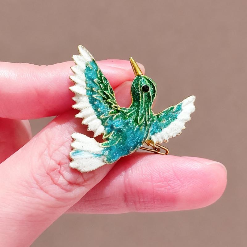 Синяя Блестящая Брошь-Колибри для Женщин Броши Значки-Булавки Сплав Иконки для Рюкзака Украшения для Девочек