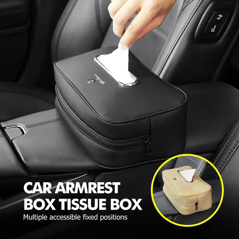 ACPXJ1 Car Tissue Box Fix Strap Center Console Armrest Napkin Box Storage Bag For Alfa Romeo GT Stelvio F1 Brera Volante Tonale Gloria