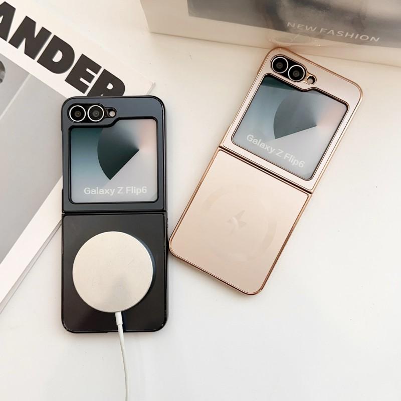 Slim Magnetic Wireless Charging Case Z Flip8 Flip7 Flip6 Flip5 Flip4 Flip3 Electroplated AG Shockproof Protective