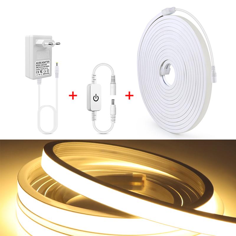 24 В COB светодиодная лента неоновый свет 320 светодиодов/м сенсорный сенсорный переключатель с регулируемой яркостью водонепроницаемая домашняя подсветка кухонное освещение 1 м 2 м 3 м 4 м 5 м