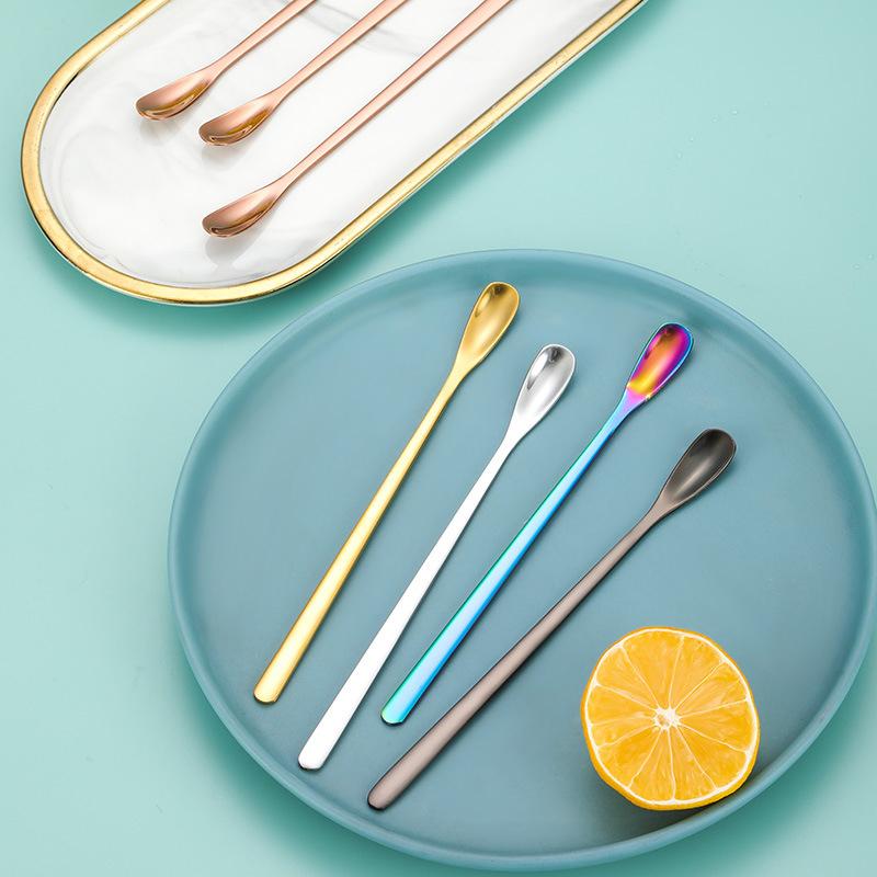 Ложка из нержавеющей стали для кофе, мороженого, десерта, чая, ложка для размешивания, для пикника, кухонные принадлежности, барные инструменты, ложка с длинной ручкой