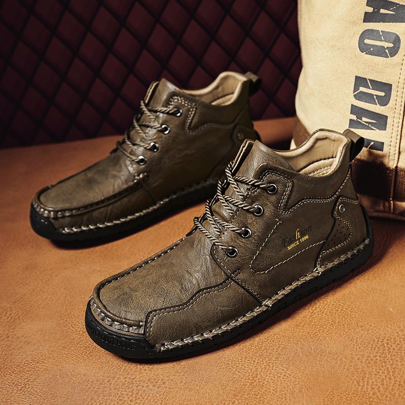 39-46 Мужская повседневная обувь среднего размера, уличная кожаная обувь, туфли большого размера на плоской подошве ручной работы