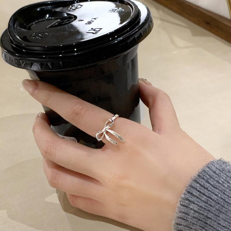 VENTFILLE Silver Color Geometry Punk Ring for Women Girl Birthday Gift Korean Irregular Open Black Agate Jewelry Dropshipping