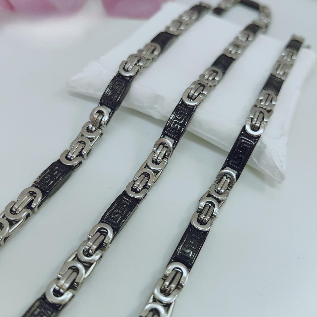 Модное, трендовое, персонализированное мужское ожерелье с узором Великой Китайской стены и чередующимися цветами, ручная работа, плоская цепочка, 2025