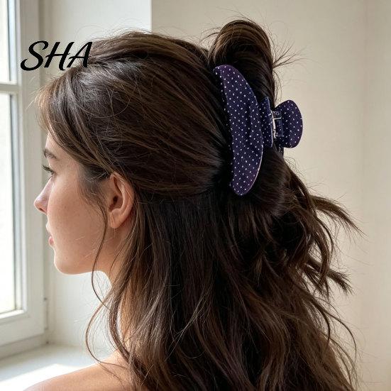 Trendy Hair Styling Clips Polka Dot Claw Clip for Women, 3.9 Inch Black/White/Red Big Clips, Large Thick Accessory, Strong Hold No Slip or Thin Secure