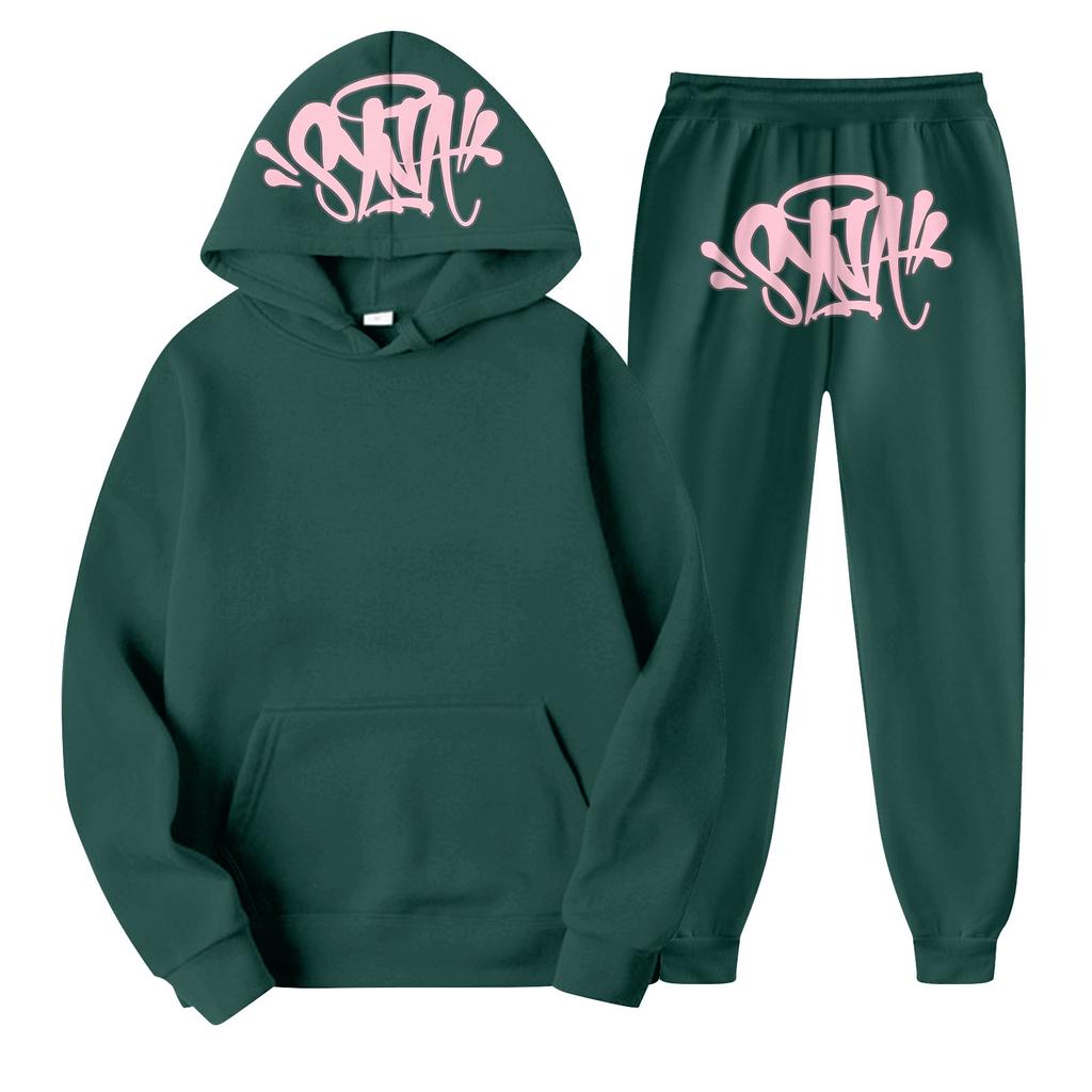 Женский комплект спортивной толстовки с длинными рукавами и капюшоном с буквенным принтом