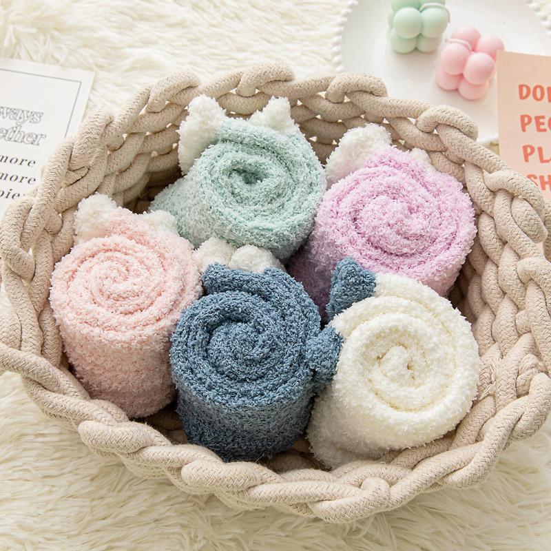 Женские зимние теплые пушистые носки, толстые, милые, термо, мягкие, пушистые, для дома, нескользящие, для сна, однотонные, новинка, удобные носки