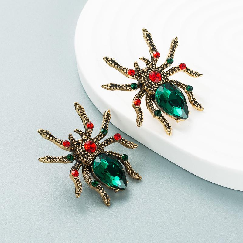 Women Funny Drop Earrings Titanium Steel Alloy Pendant Earrings Acrylic Colorful Crystal Spider Geometric Ear Ornaments