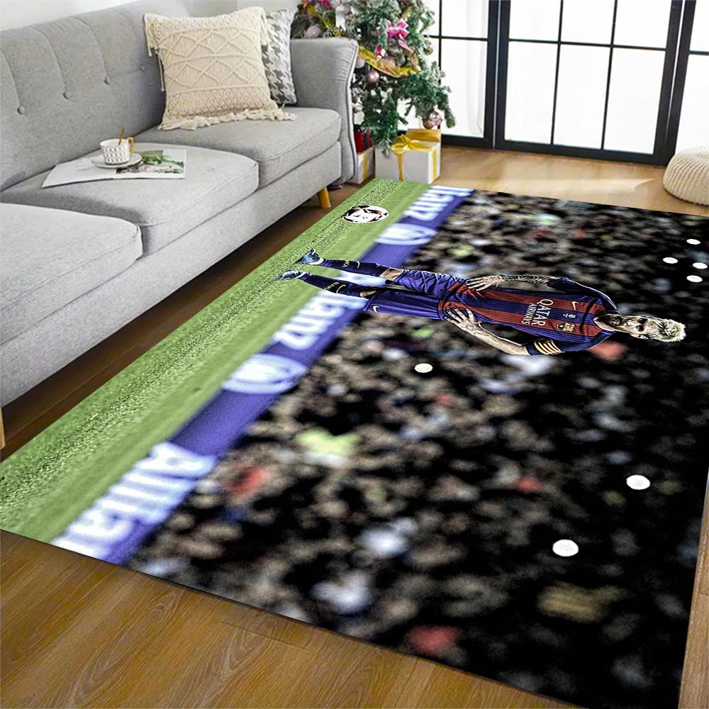 Yellow Stripes Soccer Player Area Rug Suitable for Bedrooms Study room Balcony Foyer Antislip Carpet Anime Office Decor Best for Christmas