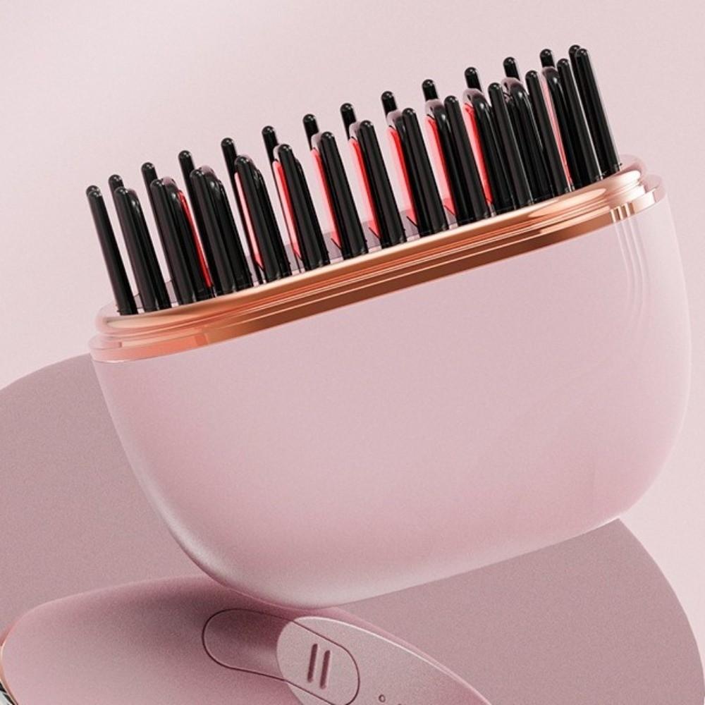 Portable Electric Heating Hair Straightener Brush Rechargeable Hot Comb
