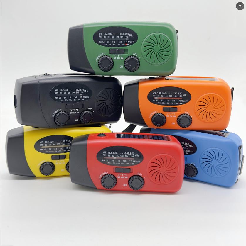 Solar Hand-Crank Radio with Emergency Lighting & Multifunctional Outdoor Features