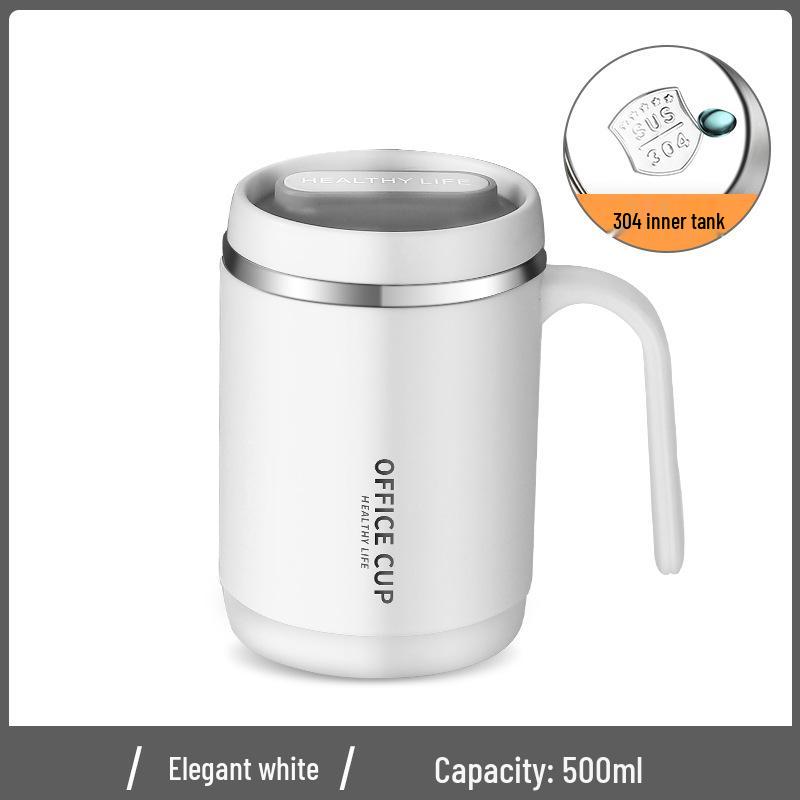 Creative Large-Capacity 304 Stainless Steel Office Mug with Lid and Outdoor Handle