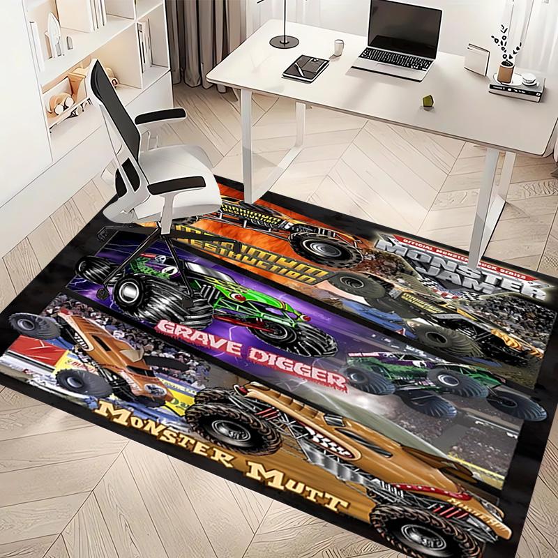 1pc Monster Jam Print Area Rug - Soft, Washable Non-Slip Indoor Mat, Living Room, Home Office Decorative Rug,Office Decorative