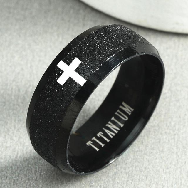 6mm 8mm Stainless Steel Cross Ring Christian Jesus Christ Lord Prayer For Men And Women