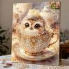 Набор для рисования жемчугом в рамке Милая сова в чашке Дизайн DIY Блестящий холст Арт Расслабляющее рукоделие Подарок для любителей рукоделия Энтузиастов домашнего декора