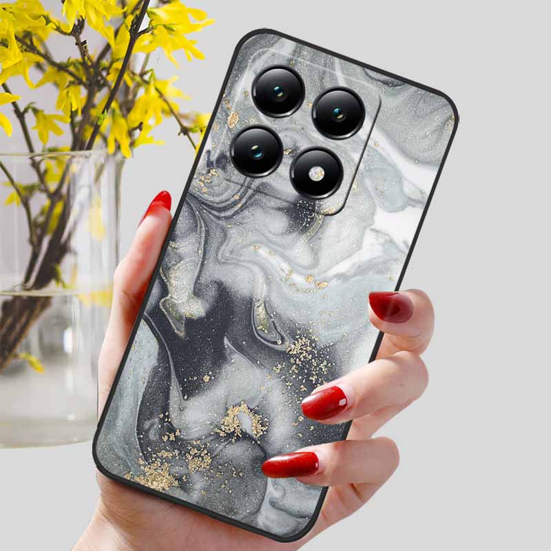 Для Xiaomi 14T / 14T Pro Чехол Модный Черный ТПУ Мраморный Расписной Чехол для Xiaomi 14T Pro Ударопрочный Корпус Capa Силиконовый Мешок 6.67''