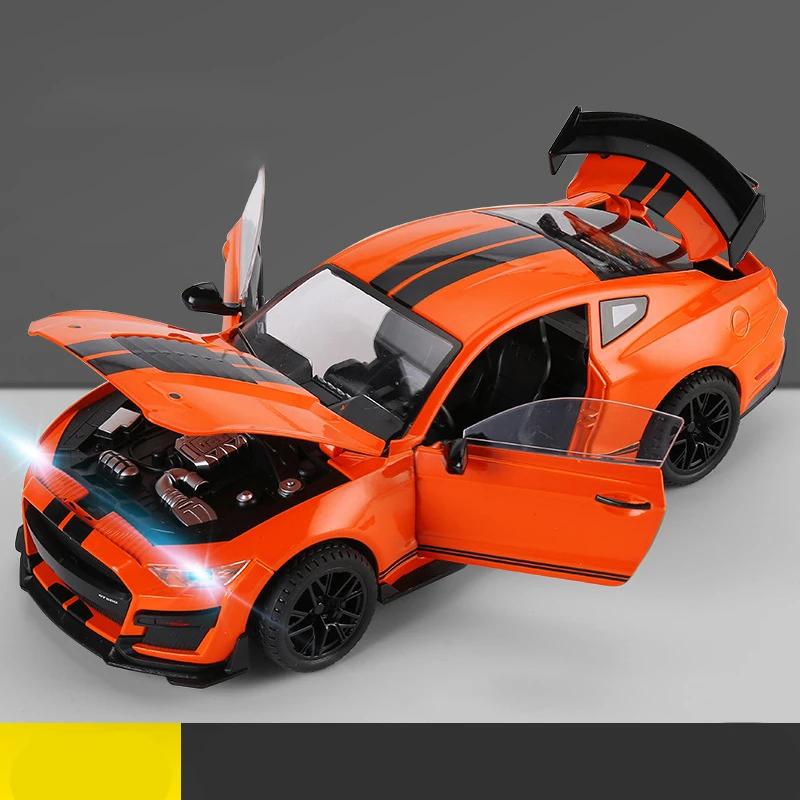 Новый Большой 1:18 Ford Mustang GT500 Миниатюрный литой металлический седан Модель стола Настольная коллекция Украшения Трендовые украшения Детские игрушки