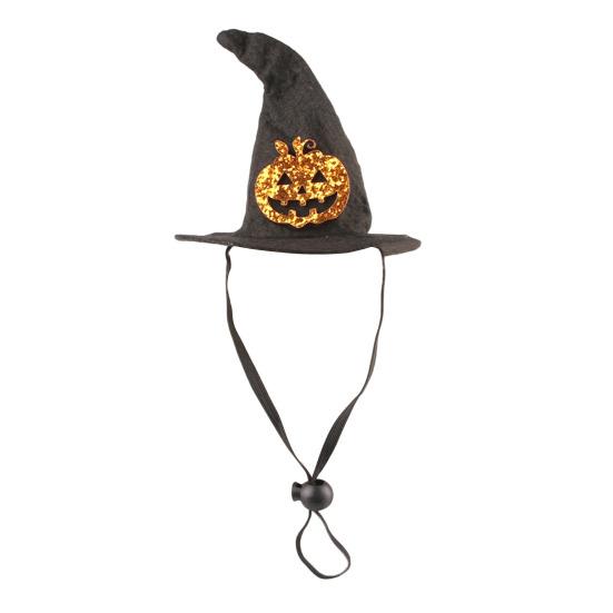 Lightweight Pet Headgear Halloween Cat Witch Hat, Fun Hat with Adjustable Elastic Strap, Cartoon Comfortable Headwear Ghost Pumpkin Bat Skull for Cats