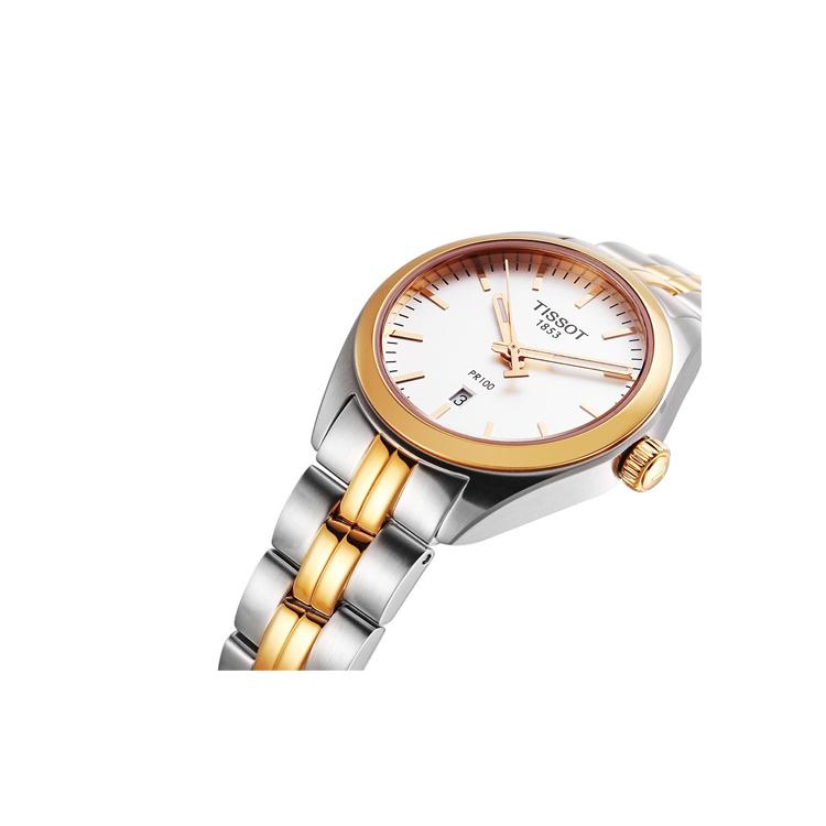 Tissot Коллекция PR100 Кварцевый механизм Водонепроницаемость 100 м Женские часы 33 мм Серебристый циферблат T101.210.22.031.01