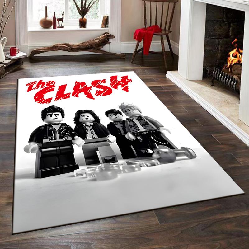 Дизайн коврика Lego с надписью "The Clash" Нескользящий коврик, подходящий для диванов в гостиной и спальне