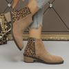 Осень-зима Модные женские замшевые ботильоны в стиле ретро, ковбойские сапоги для отдыха, леопардовые удобные женские сапоги Sapatos Femininos