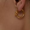 Classic Knot Design Hoop Earrings for Women Simple French Gold Color Delicate Round Earring Party Jewelry Gift