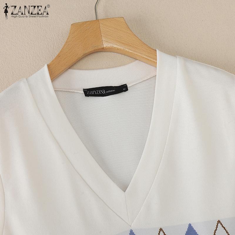 ZANZEA Женский повседневный жилет без рукавов с геометрическим принтом и V-образным вырезом