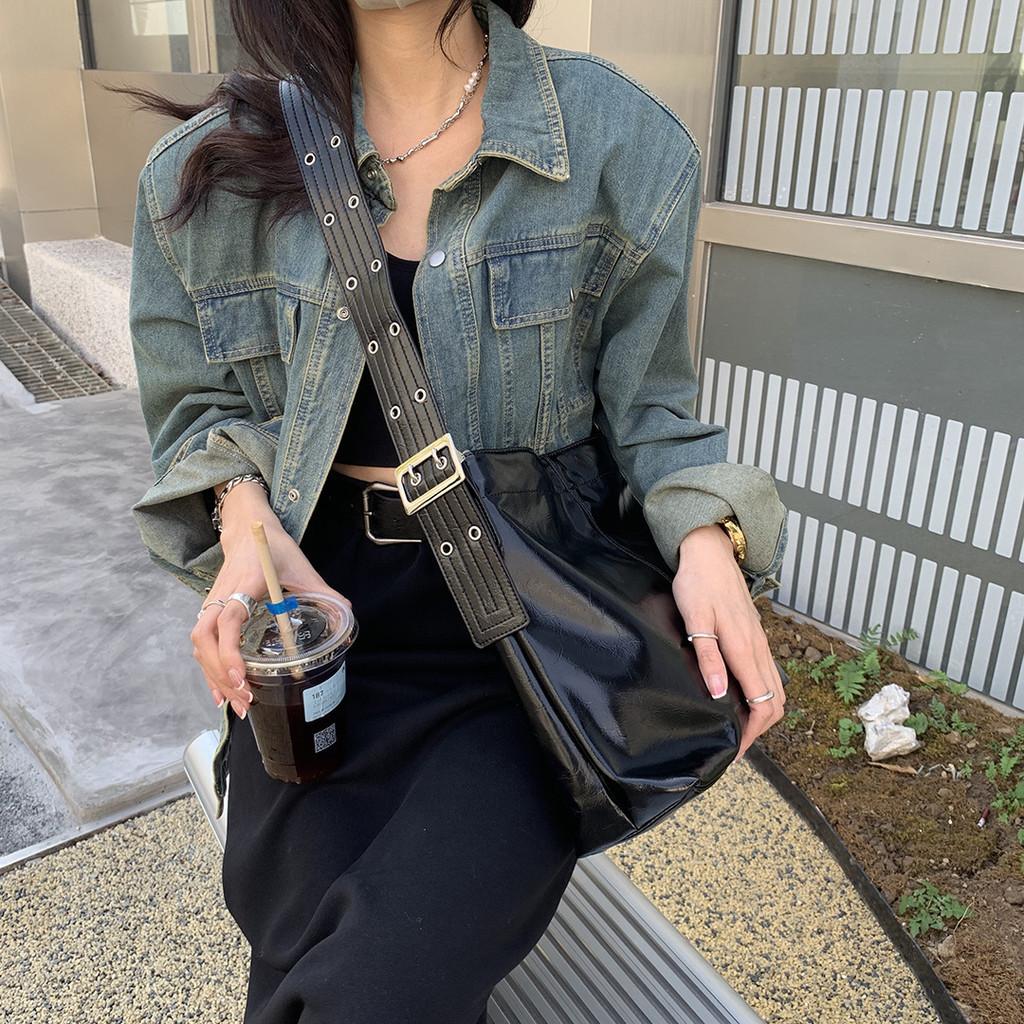 IELGY Женская сумка через плечо, большая сумка, простая ретро сумка большой вместимости с широким плечевым ремнем