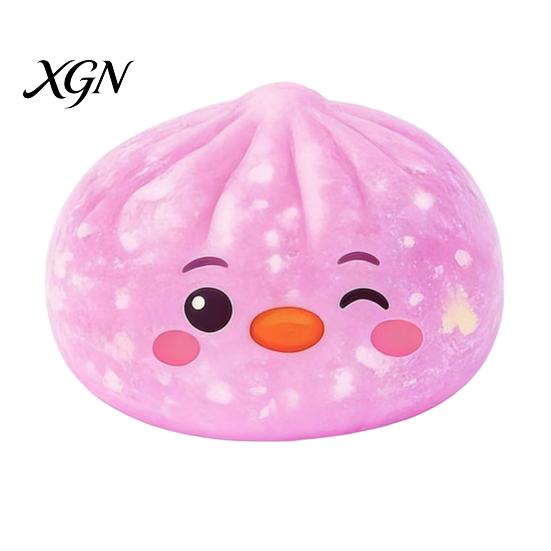 Portable Stress Reliever Cartoon Dumpling Squeeze Toy with Glitter, Relief Dough Kids Ball Fidget Toy, Soft Simulated Steamed Bun Sensory