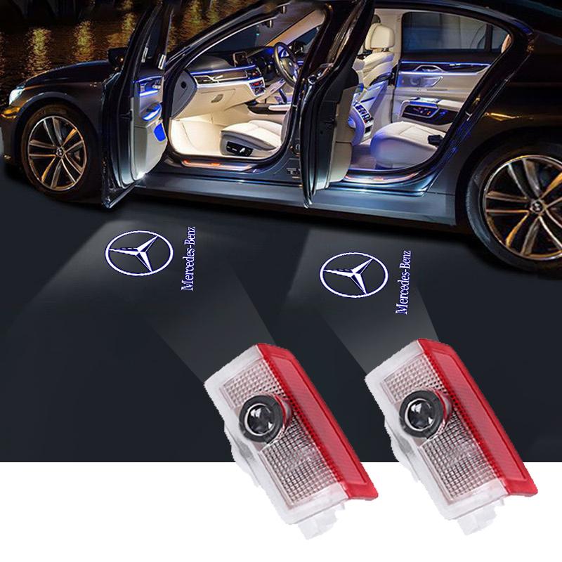 ZPU1 2Pcs Led Car Door Welcome Light Logo Projector For Mercedes Benz A-Class Hatch W168 W169 W176 W177 W177 A210 A180 Car Keychain