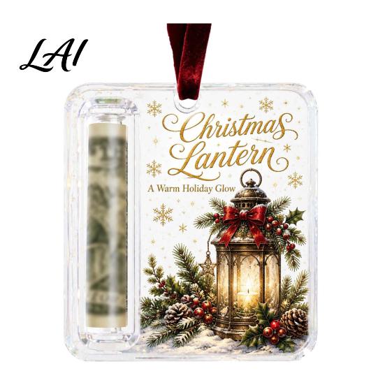 Christmas Tree Money Holder Retro Cash Pendant Decoration Transparent Acrylic Creative for Gifts Holiday Hanging Ornament with Card Slot Festive