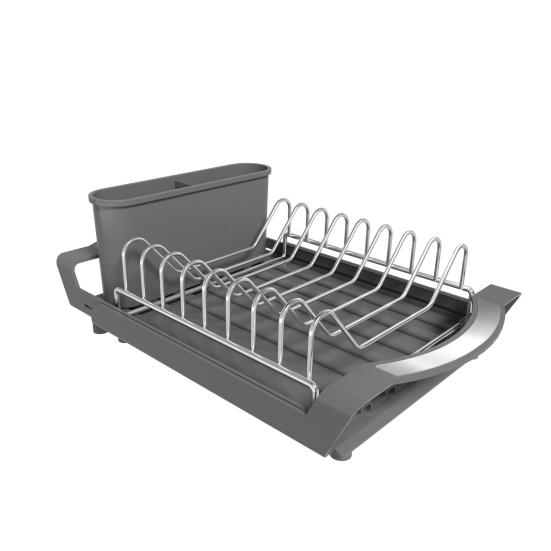 Dish Drying Rack with Cutlery Holder Large Capacity Strong Load-bearing Countertop Extendable Dish Rack with Drain Board