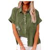 Женская модная футболка с принтом, летняя и осенняя повседневная футболка с воротником с лацканами, женская футболка на пуговицах, свободные блузки с короткими рукавами